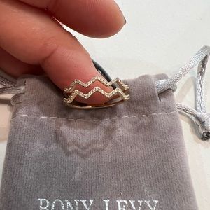 18k Rose Gold and Diamond Bony Levy Prism Two-Row Ring
